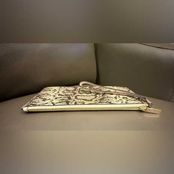 Michael Kors Black and Cream Snake Embossed Clutch